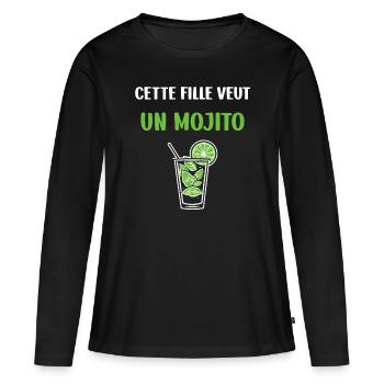 Cette fille veut un mojito - T-shirt manches longues Premium bio Femme - noir - Devant - Julia (174cm)
