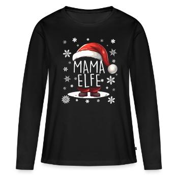 Weihnachten Mama Elfe - Frauen Premium Bio Langarmshirt - Schwarz - Vorne - Julia (174cm)