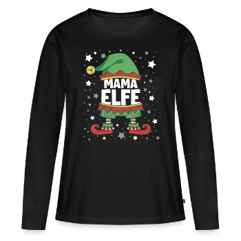 Mama Elfe - Frauen Premium Bio Langarmshirt - Schwarz - Vorne - Julia (174cm)