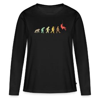 Climbing Retro Rock Climbing Evolution Climber - T-shirt manches longues Premium bio Femme - noir - Devant - Julia (174cm)
