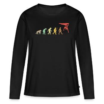 Climbing Retro Rock Climbing Evolution Climber - T-shirt manches longues Premium bio Femme - noir - Devant - Julia (174cm)