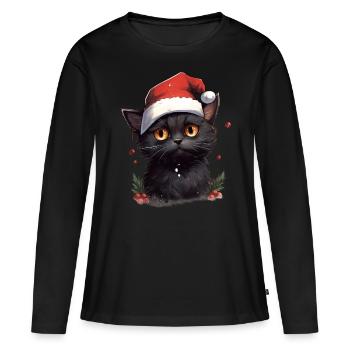 Souhaits de moustache - T-shirt manches longues Premium bio Femme - noir - Devant - Julia (174cm)