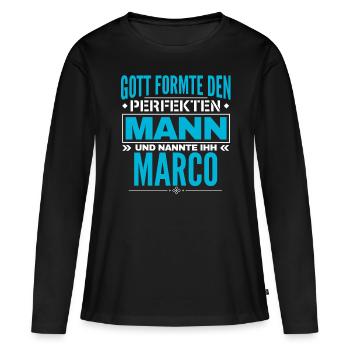 Marco Name Design - Frauen Premium Bio Langarmshirt - Schwarz - Vorne - Julia (174cm)