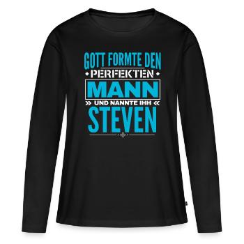 Steven Name Design - Frauen Premium Bio Langarmshirt - Schwarz - Vorne - Julia (174cm)
