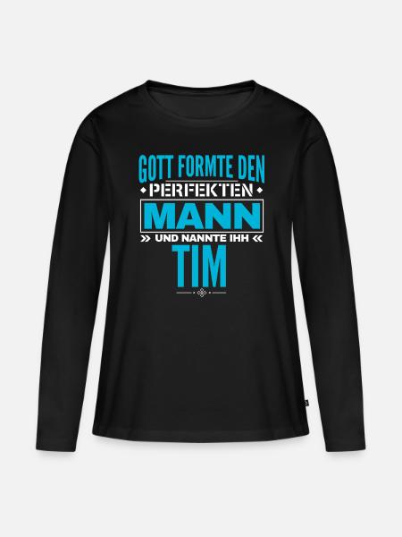 Tim Name Design - Frauen Premium Bio Langarmshirt - Schwarz