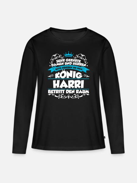 Harri Name Design - Frauen Premium Bio Langarmshirt - Schwarz