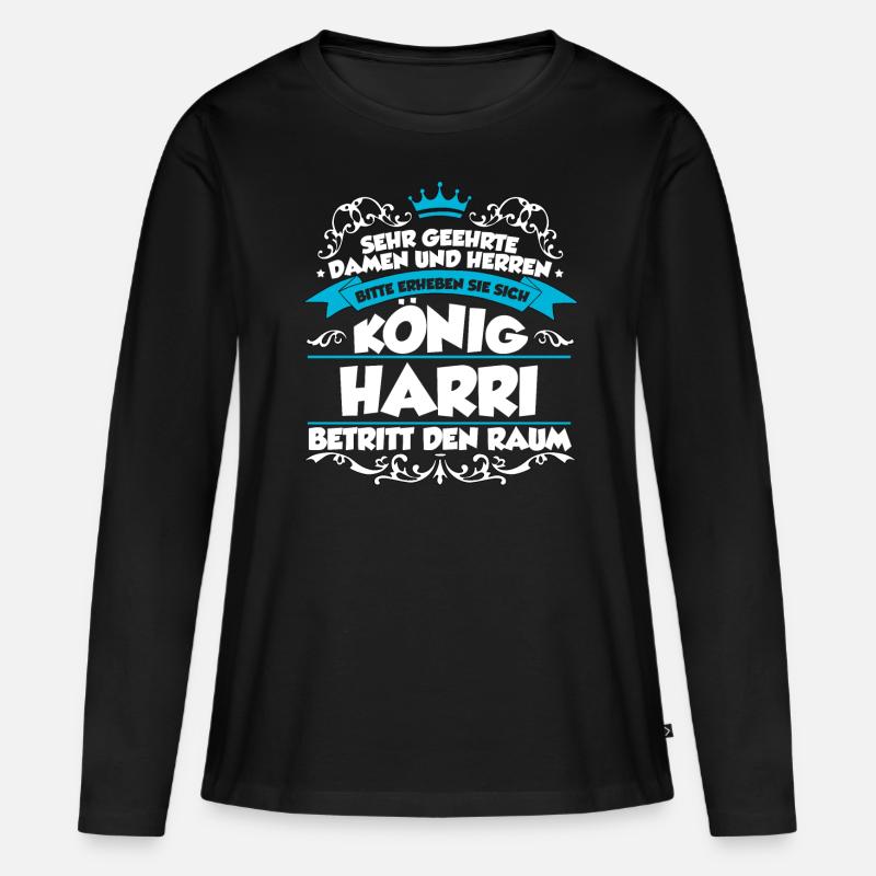 Harri Name Design - Frauen Premium Bio Langarmshirt - Schwarz