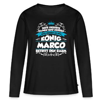 Marco Name Design - Frauen Premium Bio Langarmshirt - Schwarz - Vorne - Julia (174cm)