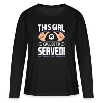 Missionnaire mormon SDJ Cette fille s’appelle - T-shirt manches longues Premium bio Femme - noir - Devant - Julia (174cm)