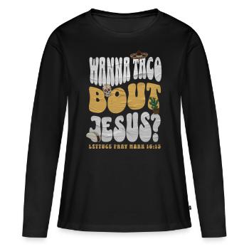 Taco - T-shirt manches longues Premium bio Femme - noir - Devant - Julia (174cm)