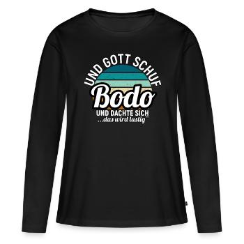 Bruno - Frauen Premium Bio Langarmshirt - Schwarz - Vorne - Julia (174cm)