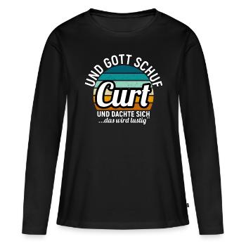 Danny - Frauen Premium Bio Langarmshirt - Schwarz - Vorne - Julia (174cm)