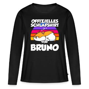 Offizielles Schlafshirt Von Bruno - Frauen Premium Bio Langarmshirt - Schwarz - Vorne - Julia (174cm)