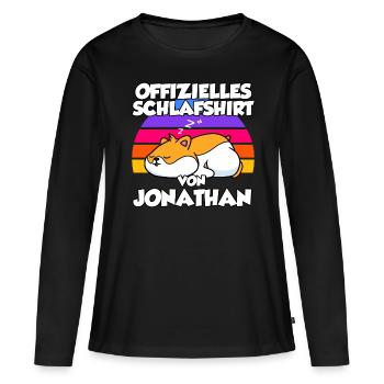 Offizielles Schlafshirt Von Jonathan - Frauen Premium Bio Langarmshirt - Schwarz - Vorne - Julia (174cm)