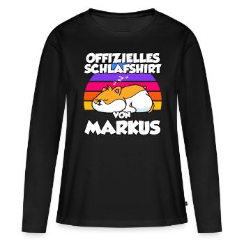 Offizielles Schlafshirt Von Markus - Frauen Premium Bio Langarmshirt - Schwarz - Vorne - Julia (174cm)