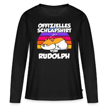 Offizielles Schlafshirt Von Rudolph - Frauen Premium Bio Langarmshirt - Schwarz - Vorne - Julia (174cm)