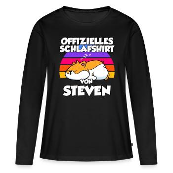 Offizielles Schlafshirt Von Steven - Frauen Premium Bio Langarmshirt - Schwarz - Vorne - Julia (174cm)