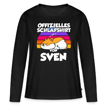 Offizielles Schlafshirt Von Sven - Frauen Premium Bio Langarmshirt - Schwarz - Vorne - Julia (174cm)