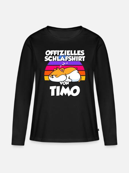Offizielles Schlafshirt Von Timo - Frauen Premium Bio Langarmshirt - Schwarz
