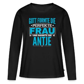 Conception du nom d’Antje - T-shirt manches longues Premium bio Femme - noir - Devant - Julia (174cm)