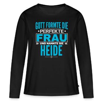 Heide Name Design - Frauen Premium Bio Langarmshirt - Schwarz - Vorne - Julia (174cm)
