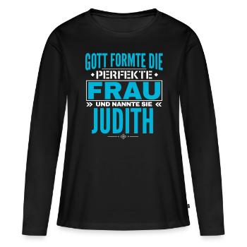 Judith Name Design - Frauen Premium Bio Langarmshirt - Schwarz - Vorne - Julia (174cm)