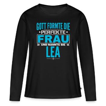 Lea Name Design - Frauen Premium Bio Langarmshirt - Schwarz - Vorne - Julia (174cm)