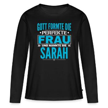 Conception du nom de Sarah - T-shirt manches longues Premium bio Femme - noir - Devant - Julia (174cm)