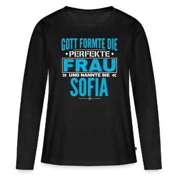 Sofia Name Design - Frauen Premium Bio Langarmshirt - Schwarz - Vorne - Julia (174cm)