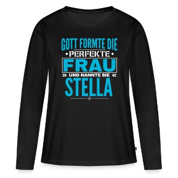 Conception du nom de Stella - T-shirt manches longues Premium bio Femme - noir - Devant - Julia (174cm)