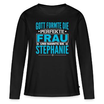 Conception de nom de Stéphanie - T-shirt manches longues Premium bio Femme - noir - Devant - Julia (174cm)