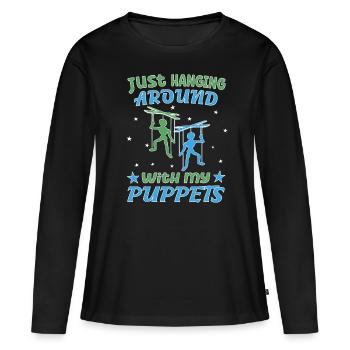Marionnettiste avec marionnettes ventriloque marionnette - T-shirt manches longues Premium bio Femme - noir - Devant - Julia (174cm)