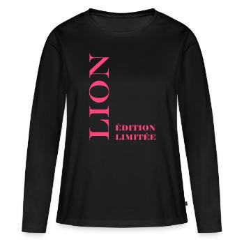 lion - T-shirt manches longues Premium bio Femme - noir - Devant - Julia (174cm)