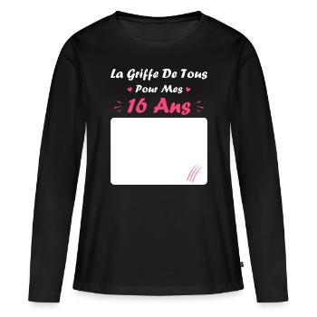 la griffe de tous pour mes 16 Ans - T-shirt manches longues Premium bio Femme - noir - Devant - Julia (174cm)