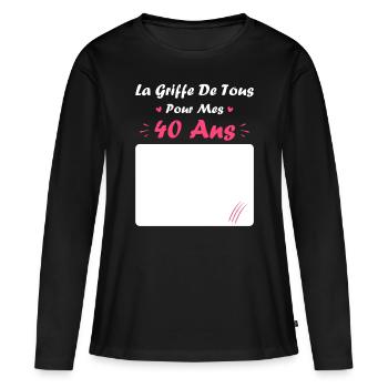 la griffe de tous pour mes 40 Ans - T-shirt manches longues Premium bio Femme - noir - Devant - Julia (174cm)