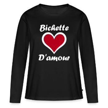 Bichette - T-shirt manches longues Premium bio Femme - noir - Devant - Julia (174cm)
