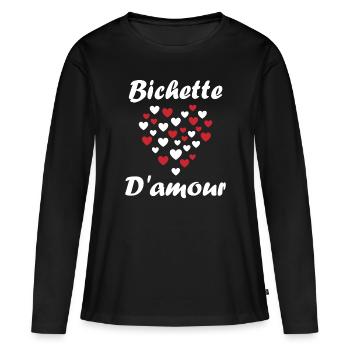 Bichette - T-shirt manches longues Premium bio Femme - noir - Devant - Julia (174cm)