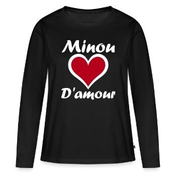 Minou - T-shirt manches longues Premium bio Femme - noir - Devant - Julia (174cm)