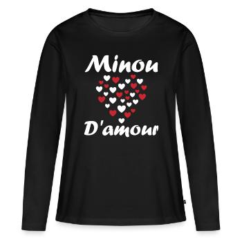 Minou - T-shirt manches longues Premium bio Femme - noir - Devant - Julia (174cm)