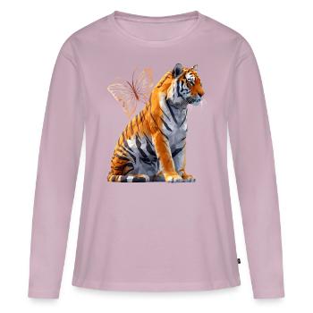Tigre du Bengale - T-shirt manches longues Premium bio Femme - rose poudré - Devant - Julia (174cm)