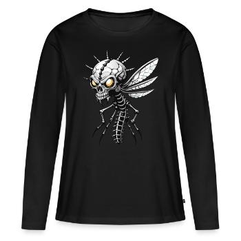 Moskito Skull // Totenkopf Stech-Mücke FS0106 - Frauen Premium Bio Langarmshirt - Schwarz - Vorne - Julia (174cm)