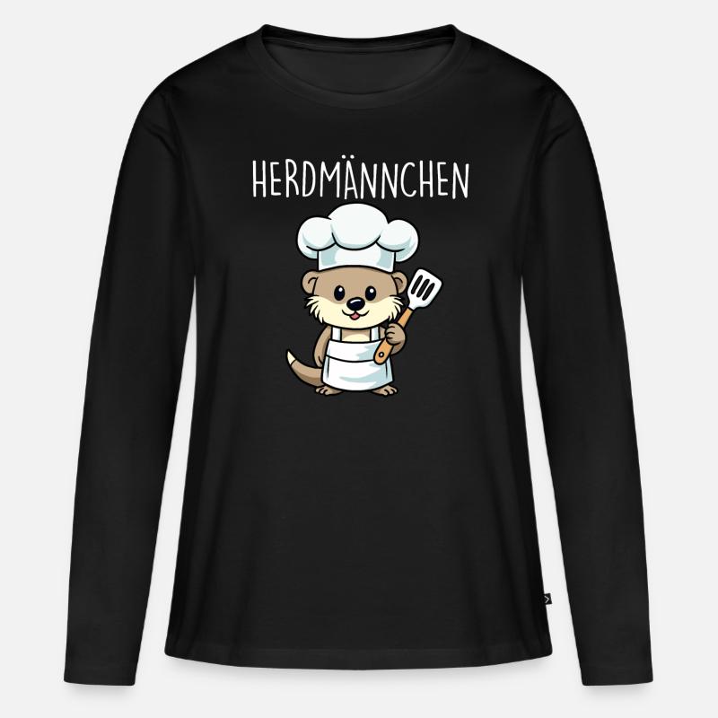 Herdmännchen Kochen - Frauen Premium Bio Langarmshirt - Schwarz