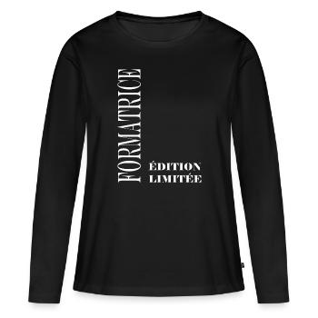 formatrice - T-shirt manches longues Premium bio Femme - noir - Devant - Julia (174cm)