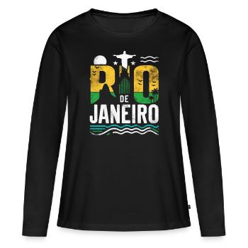 Rio de Janeiro, Brazil - Women's Premium Organic Long Sleeve Shirt - black - Front - Julia (174cm)