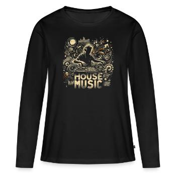 Musique house - T-shirt manches longues Premium bio Femme - noir - Devant - Julia (174cm)