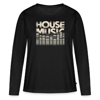Musique house - T-shirt manches longues Premium bio Femme - noir - Devant - Julia (174cm)
