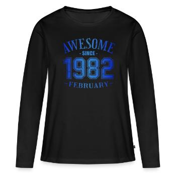 February 1982 - Birthday in February Awesome - Women's Premium Organic Long Sleeve Shirt - black - Front - Julia (174cm)