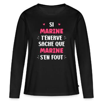Marine - T-shirt manches longues Premium bio Femme - noir - Devant - Julia (174cm)
