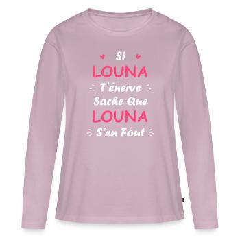 Louna - T-shirt manches longues Premium bio Femme - rose poudré - Devant - Julia (174cm)