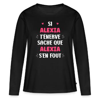 alexia 4 - T-shirt manches longues Premium bio Femme - noir - Devant - Julia (174cm)